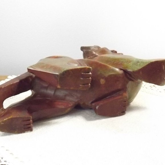 Vintage Carved Jade-like Stone Foo Dog Figure - Picture 9 of 10